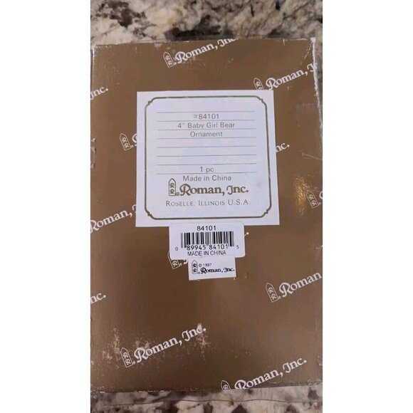 Like New 1997 Roman, Inc Baby Girl Bear Ornament Roselle Illinois USA BOX #84101 - Picture 3 of 5